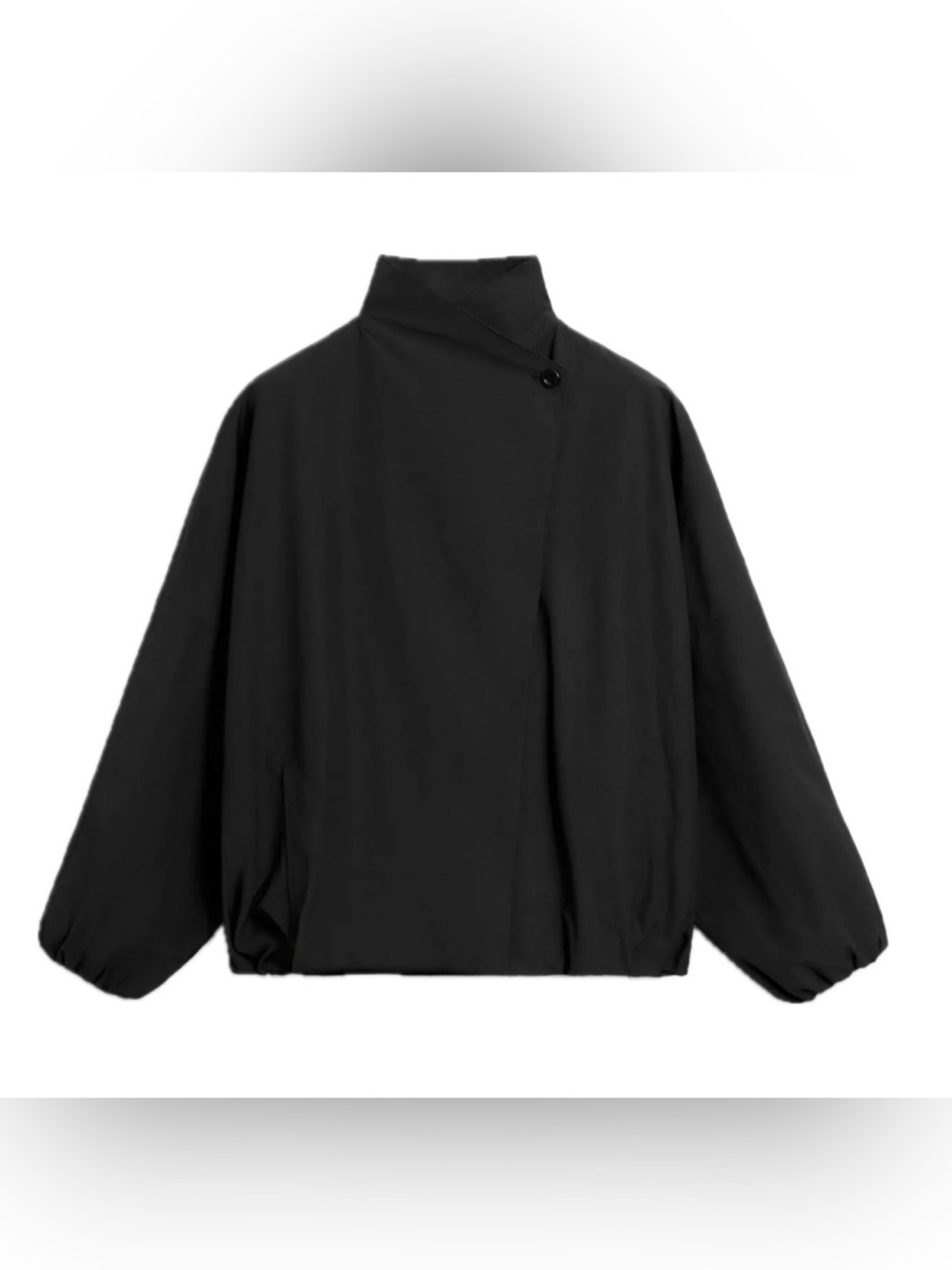 Massimo Dutti Black Oversized High-Neck Bomber Jacket